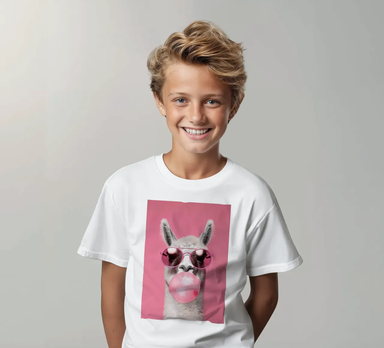 Lama con gomma da masticare t-shirt bambini da Emil Art Studio