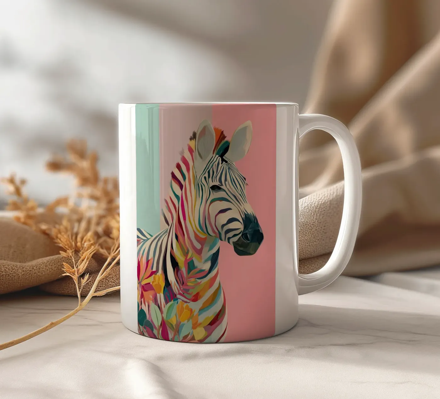 Zebra Bloom ceramic mug by Luca