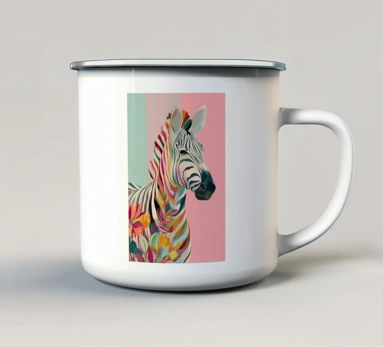 Zebra Bloom emaille mok van Luca