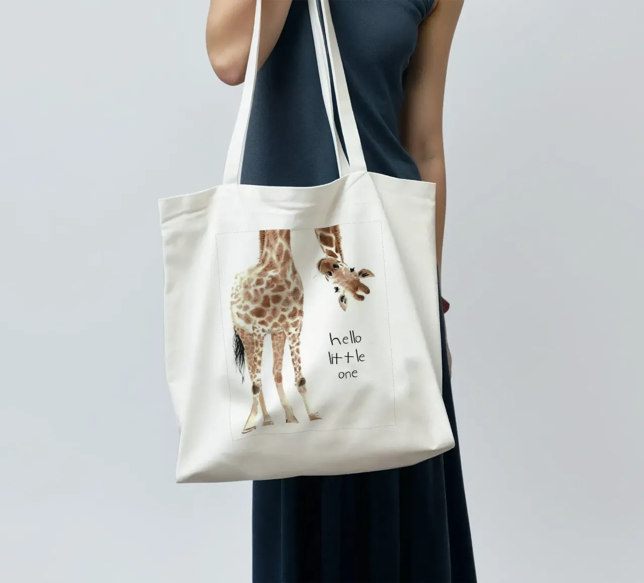 Hello Giraffe borsa in juta da Emil Art Studio