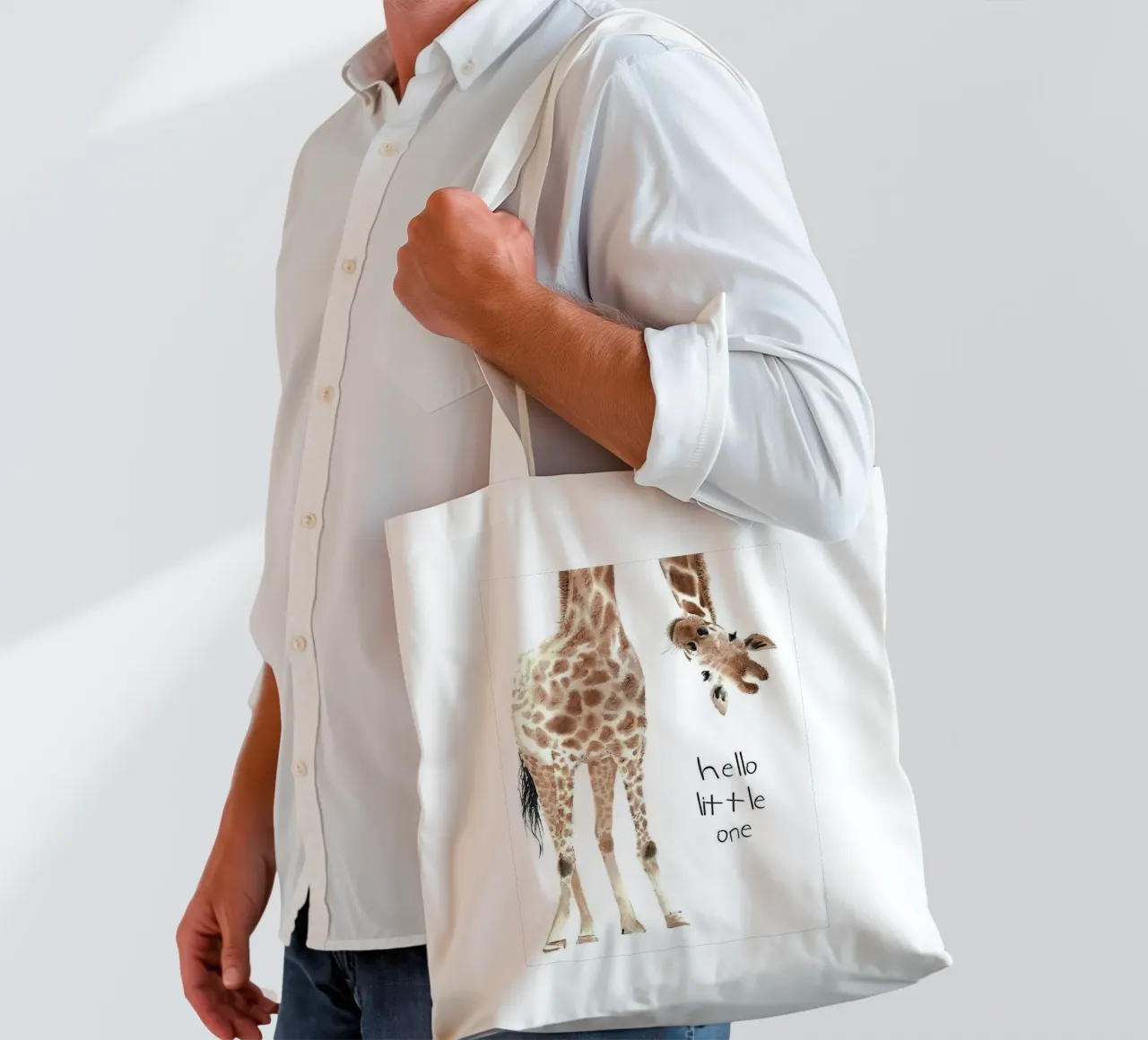 Hello Giraffe borsa in juta da Emil Art Studio