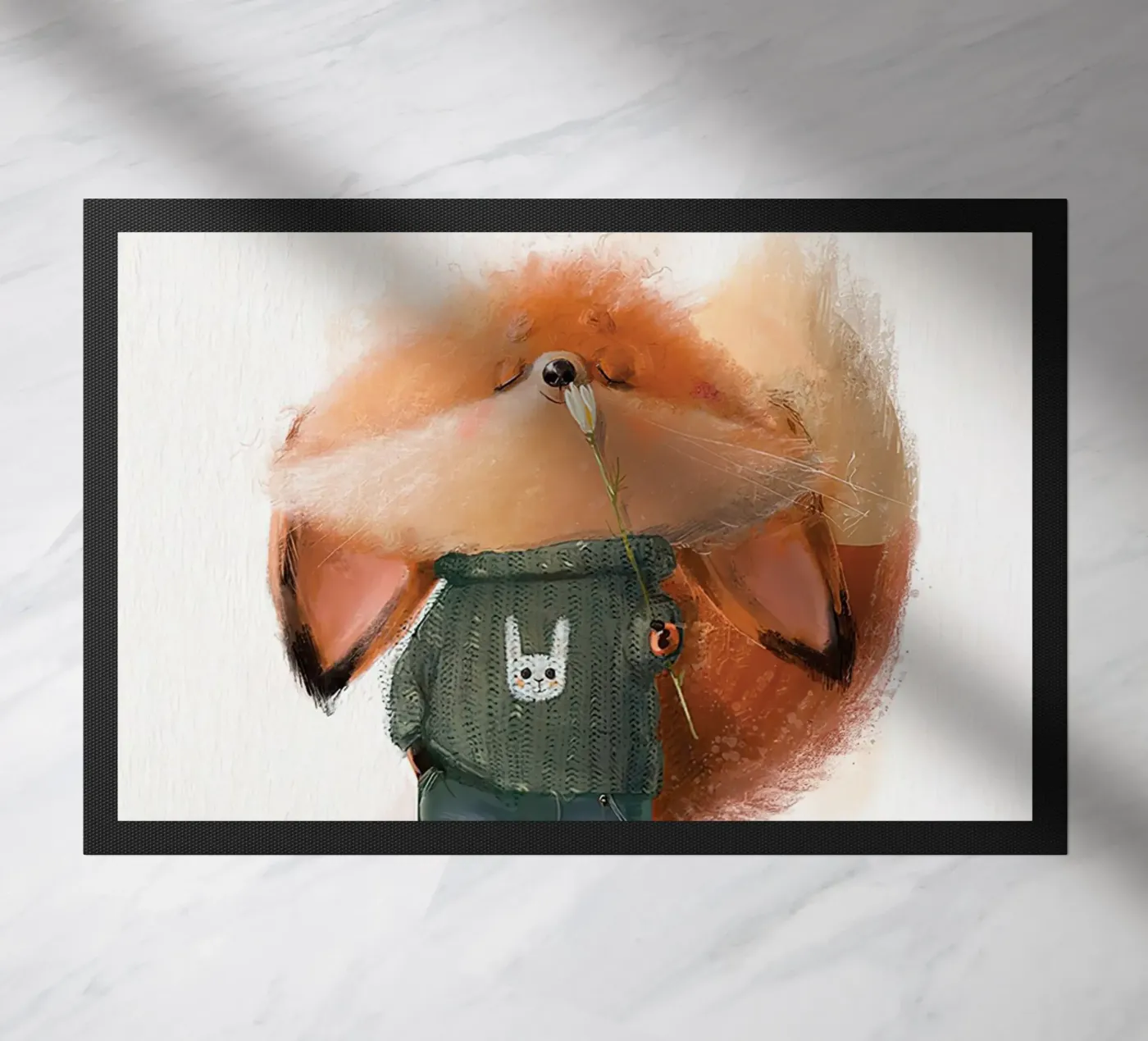 Vos en bloem deurmat van Emil Art Studio