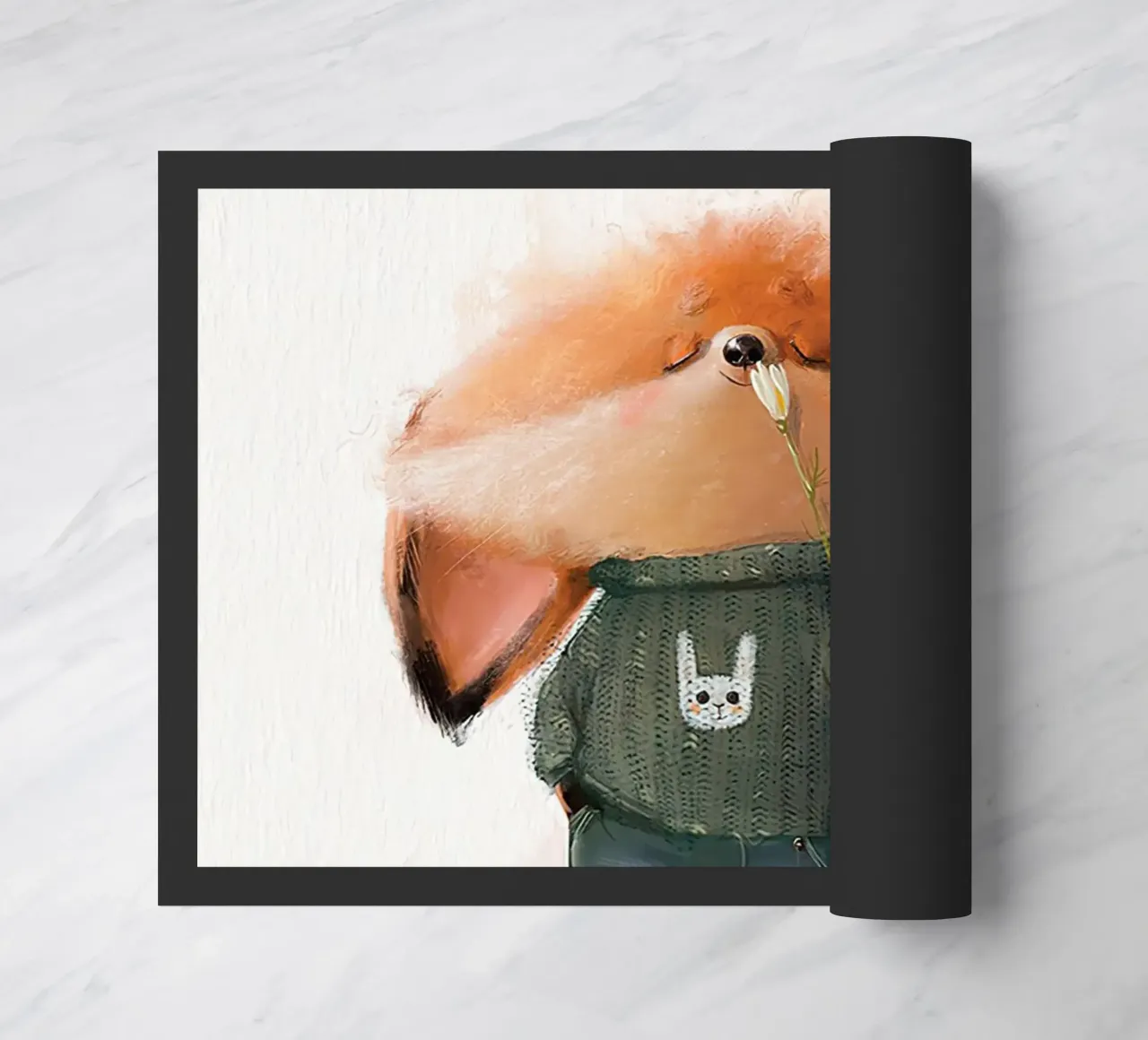 Volpe e fiore zerbino da Emil Art Studio