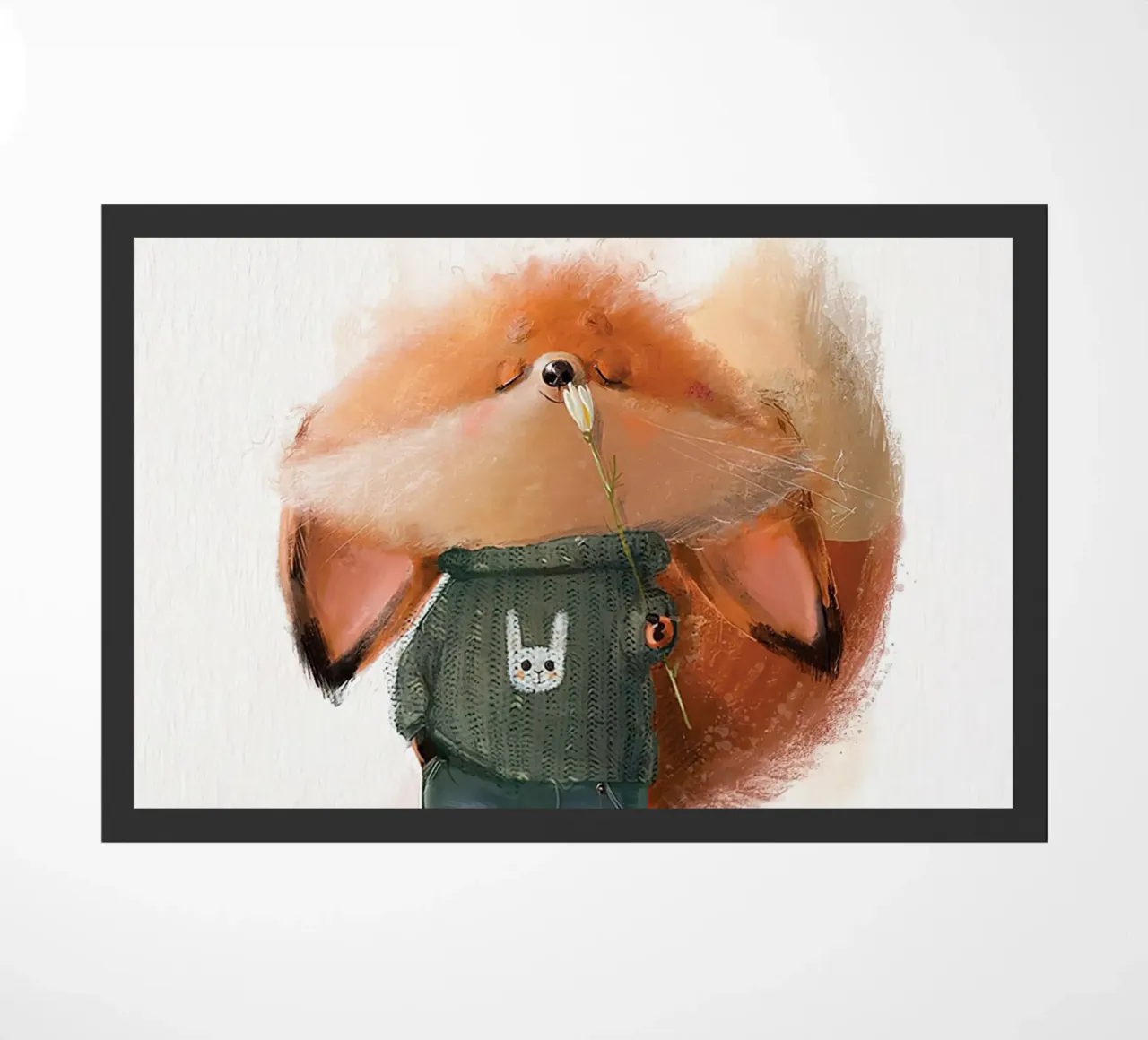 Volpe e fiore zerbino da Emil Art Studio