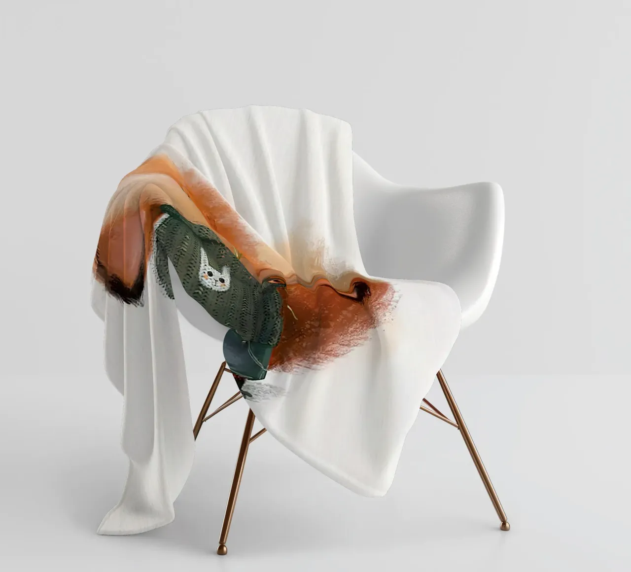Volpe e fiore coperta in pile da Emil Art Studio
