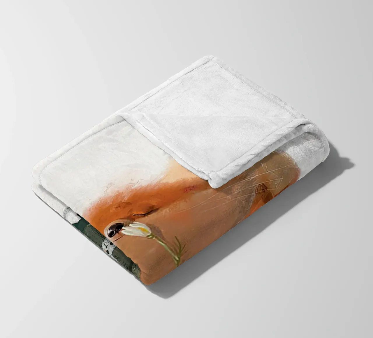 Volpe e fiore coperta in pile da Emil Art Studio