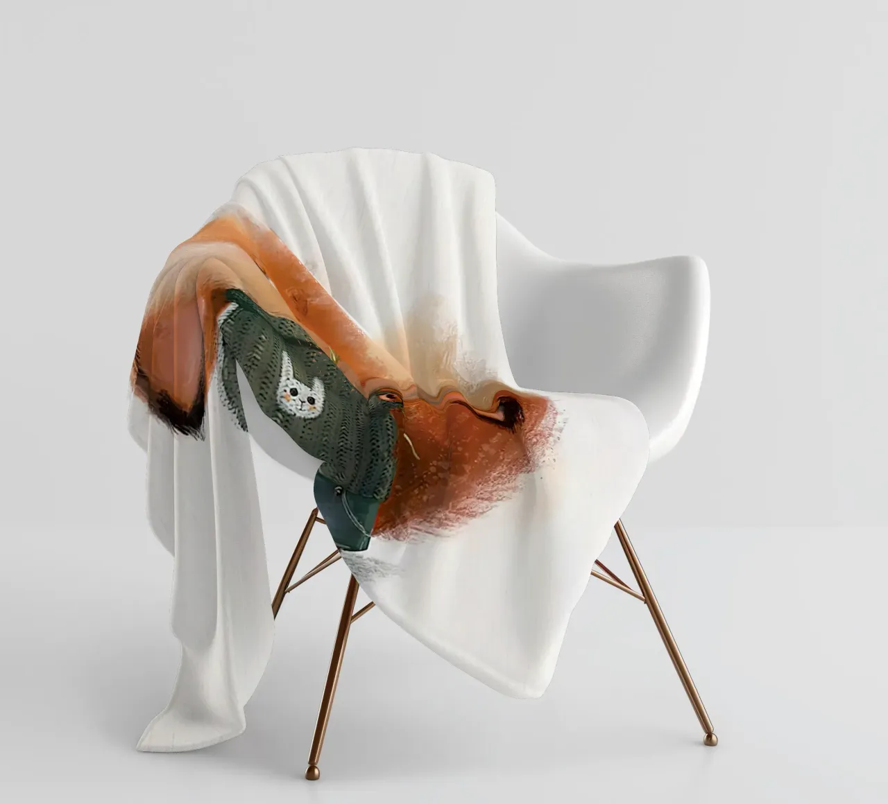 Volpe e fiore coperta in pile da Emil Art Studio
