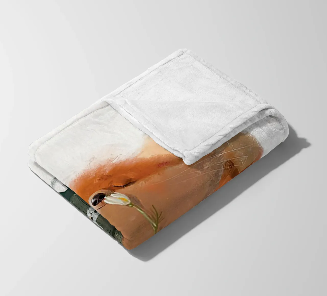 Volpe e fiore coperta in pile da Emil Art Studio