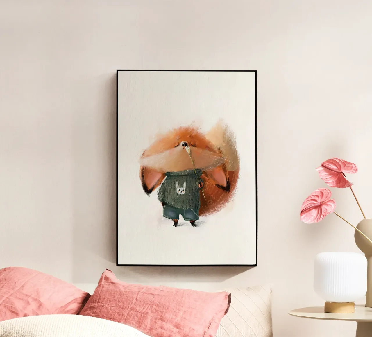 Volpe e fiore plexiglass da Emil Art Studio