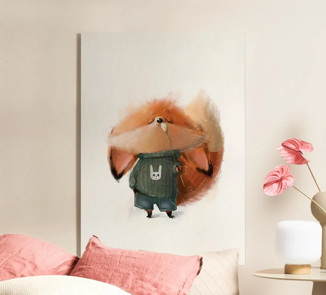 Volpe e fiore plexiglass da Emil Art Studio