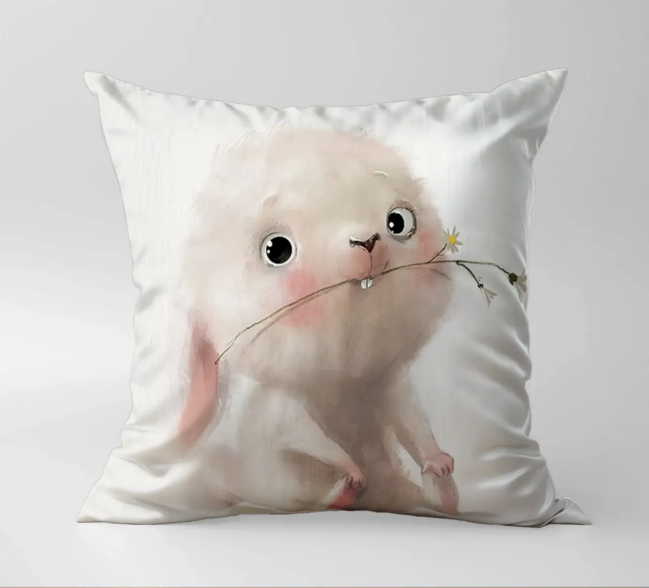 Coniglietto e fiore cuscino da Emil Art Studio