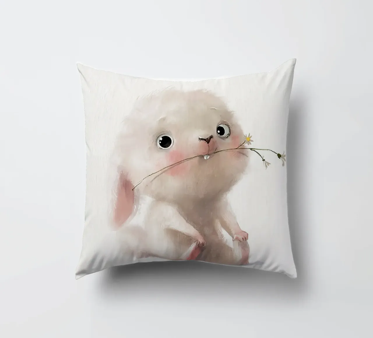 Coniglietto e fiore cuscino da Emil Art Studio