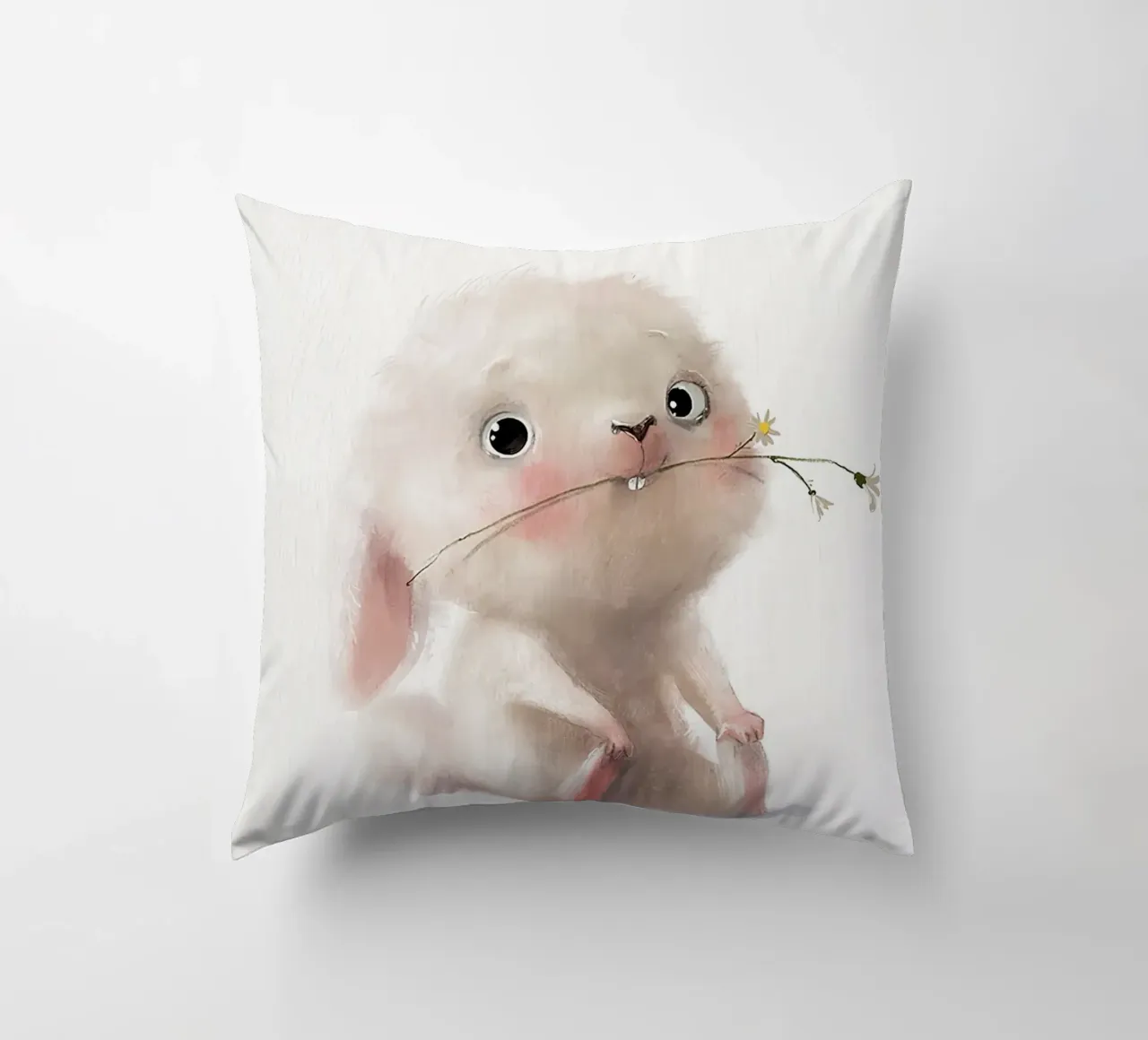 Coniglietto e fiore cuscino da Emil Art Studio