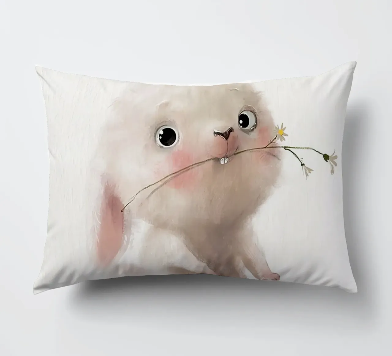 Coniglietto e fiore cuscino da Emil Art Studio