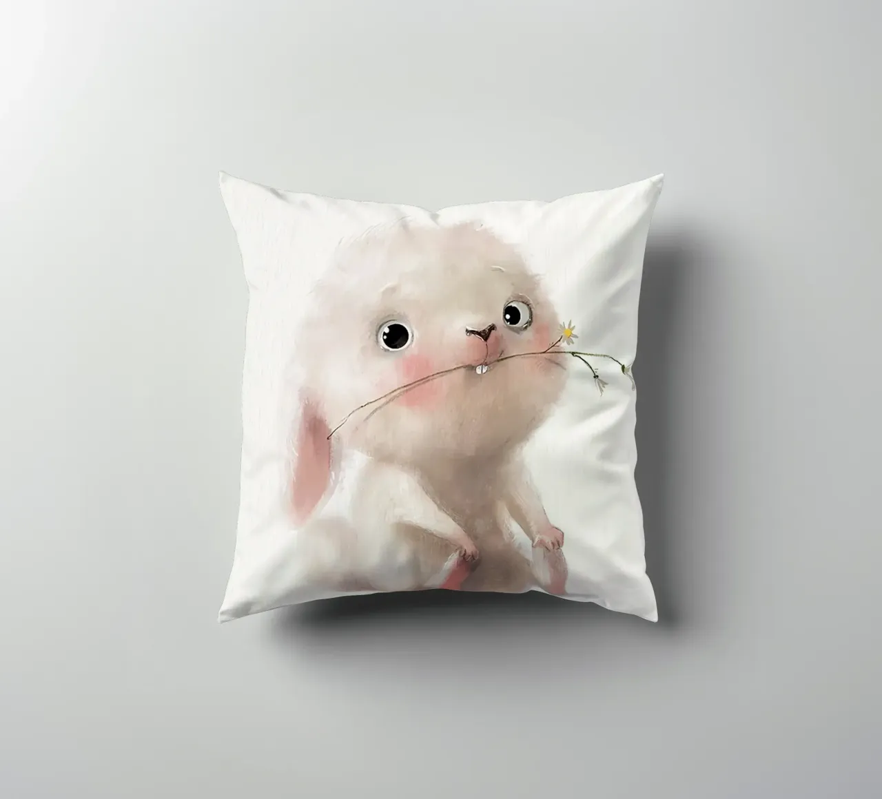 Coniglietto e fiore cuscino da Emil Art Studio