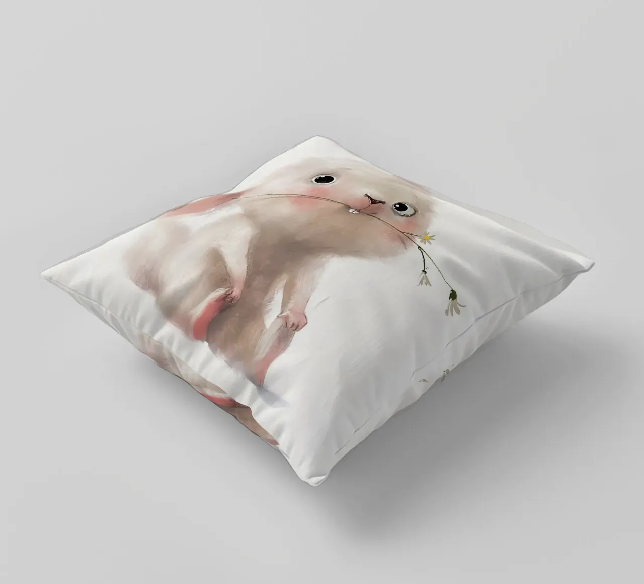 Coniglietto e fiore cuscino da Emil Art Studio