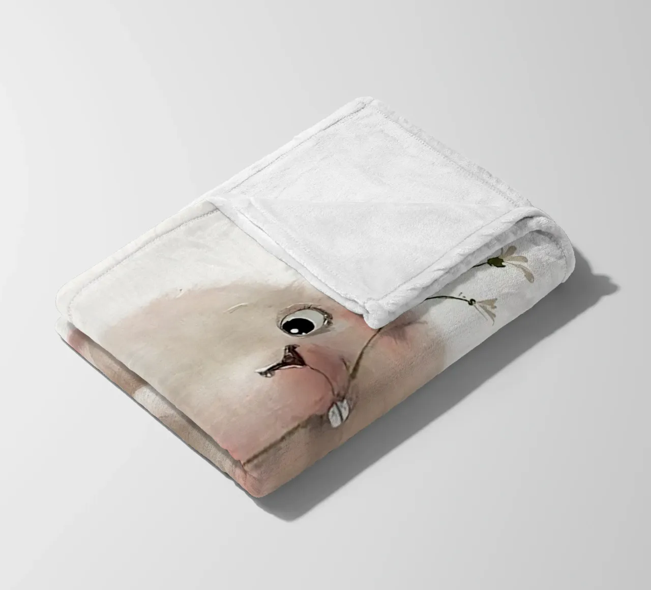 Coniglietto e fiore coperta in pile da Emil Art Studio