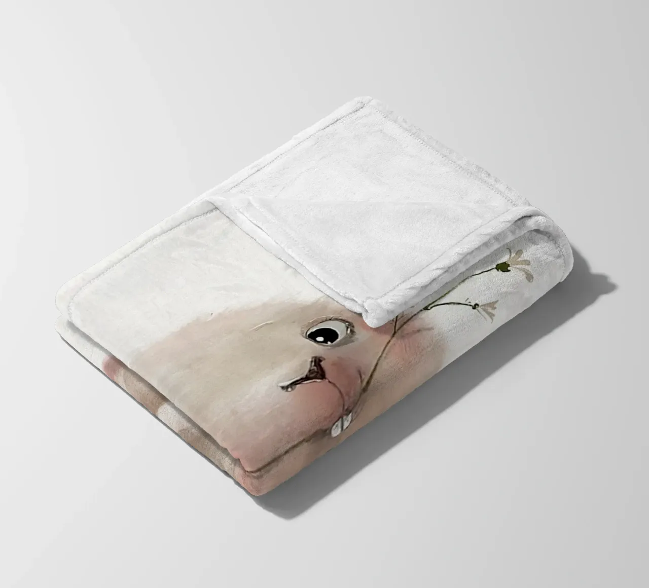 Coniglietto e fiore coperta in pile da Emil Art Studio