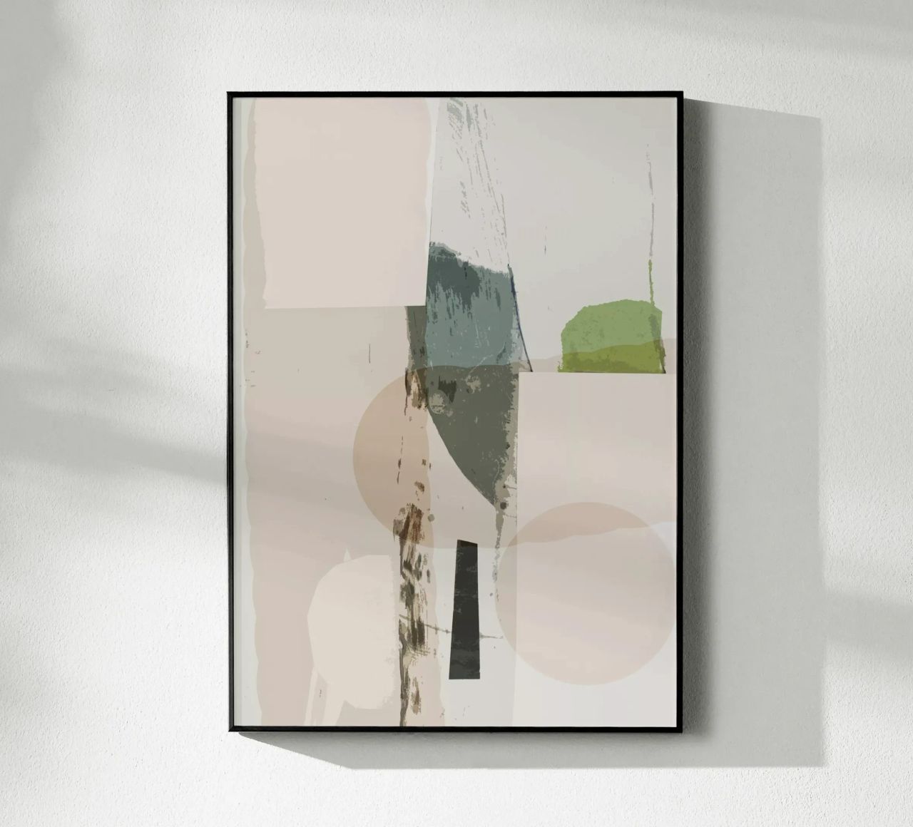 abstract collage beige green acrylic glass by IRIS LEHNHARDT FINE ART