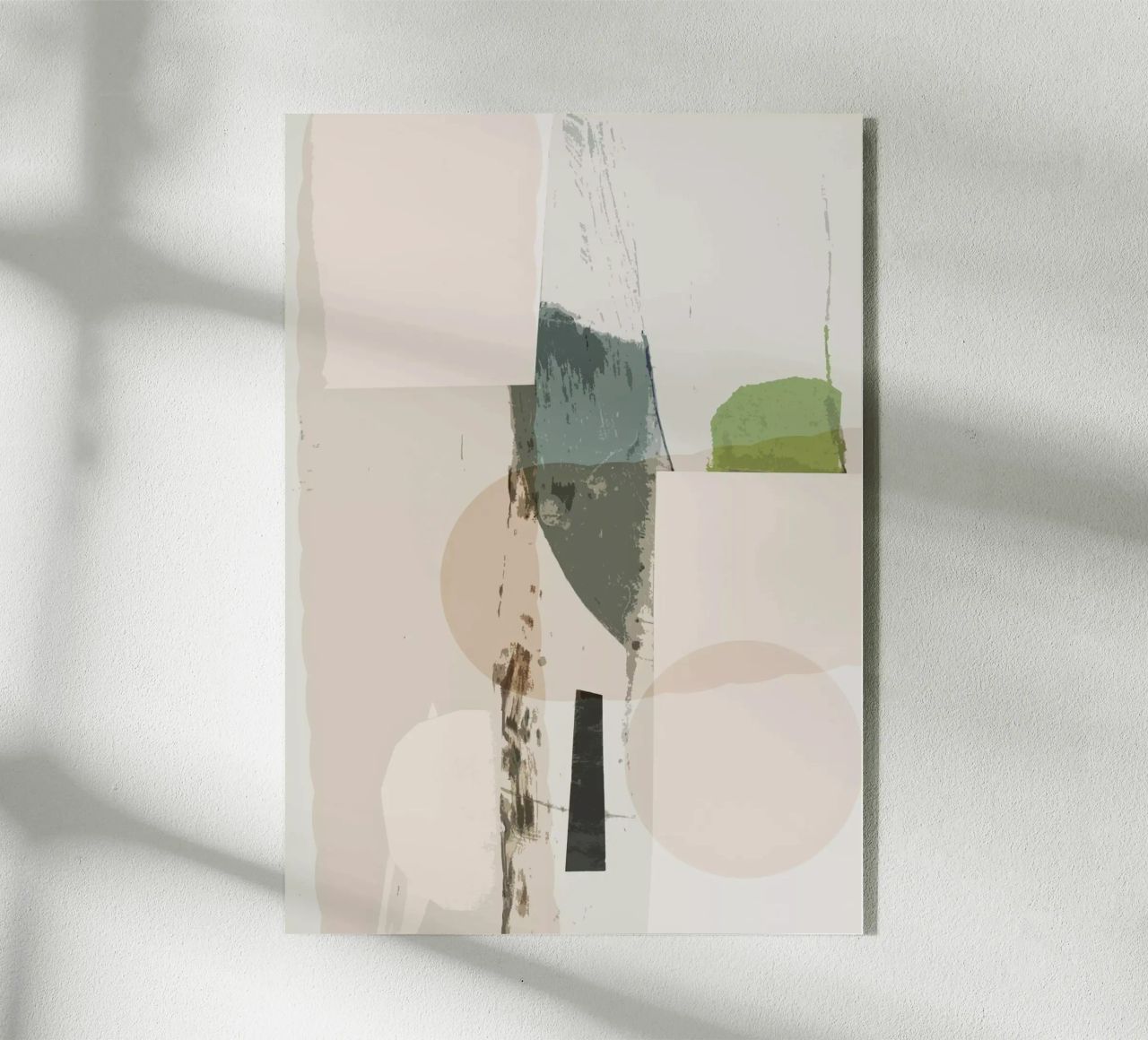 abstract collage beige green acrylic glass by IRIS LEHNHARDT FINE ART