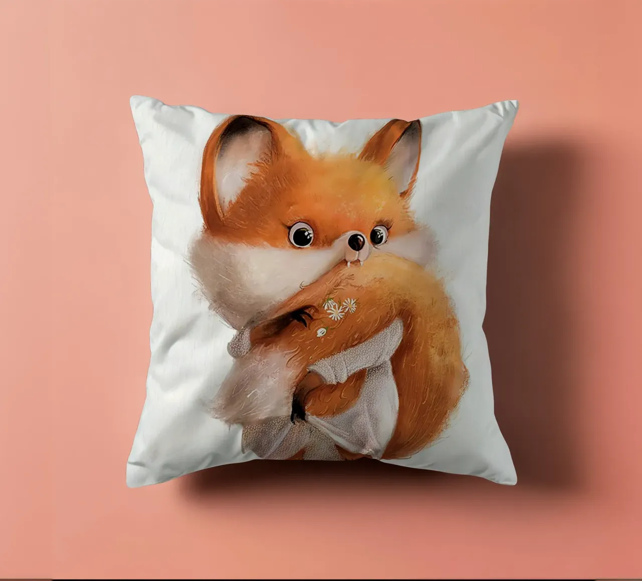 Volpe con coda folta cuscino da Emil Art Studio
