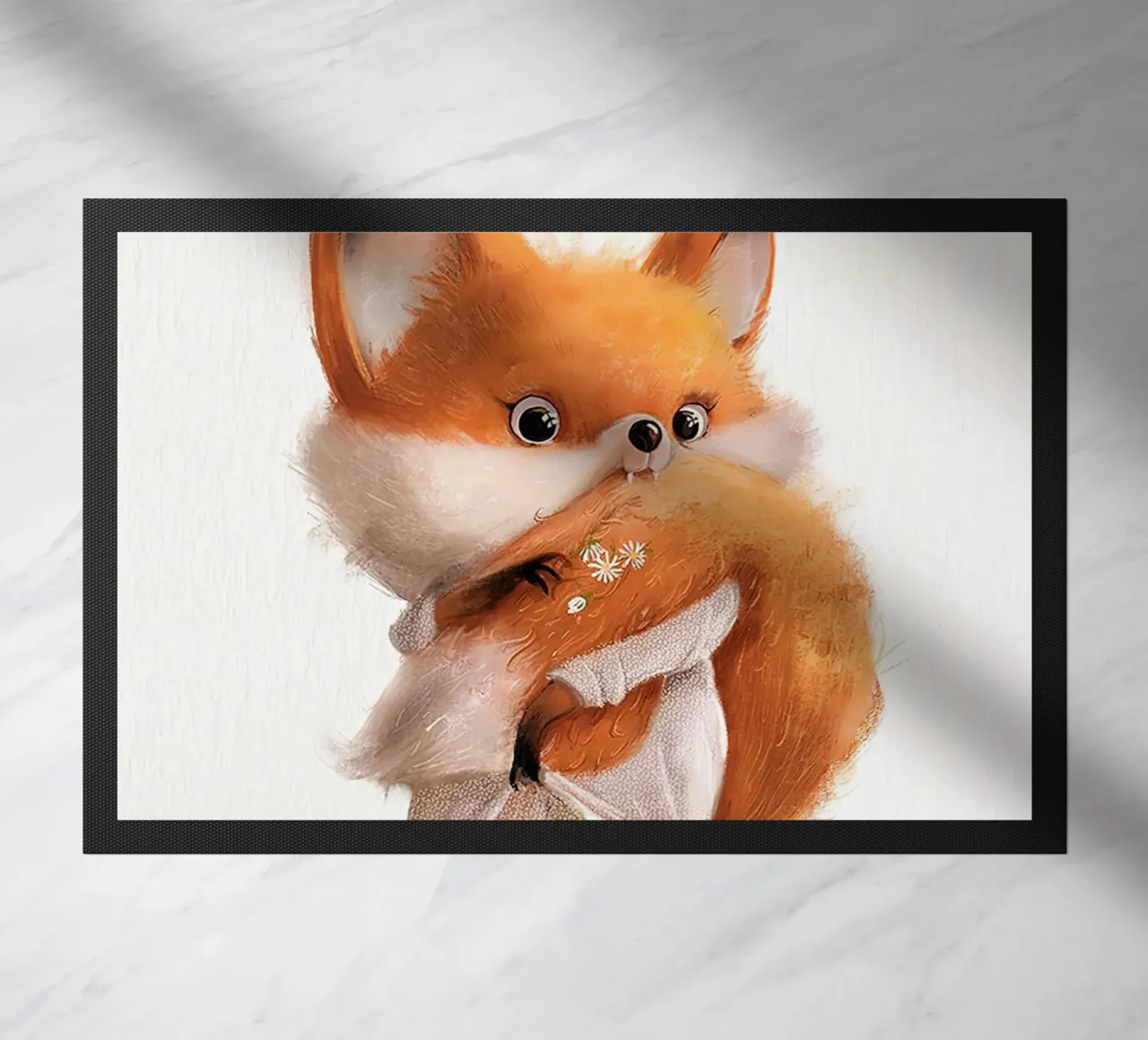 Fuchs mit buschigem Schwanz Fußmatte von Emil Art Studio