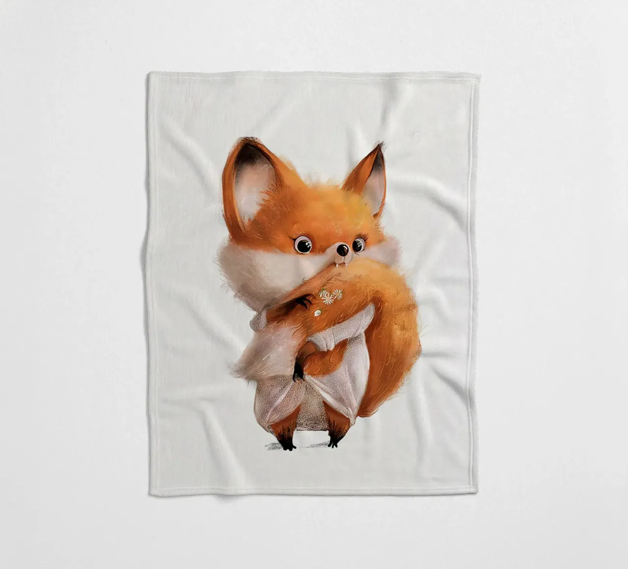 Renard à la queue touffue plaid polaire de Emil Art Studio