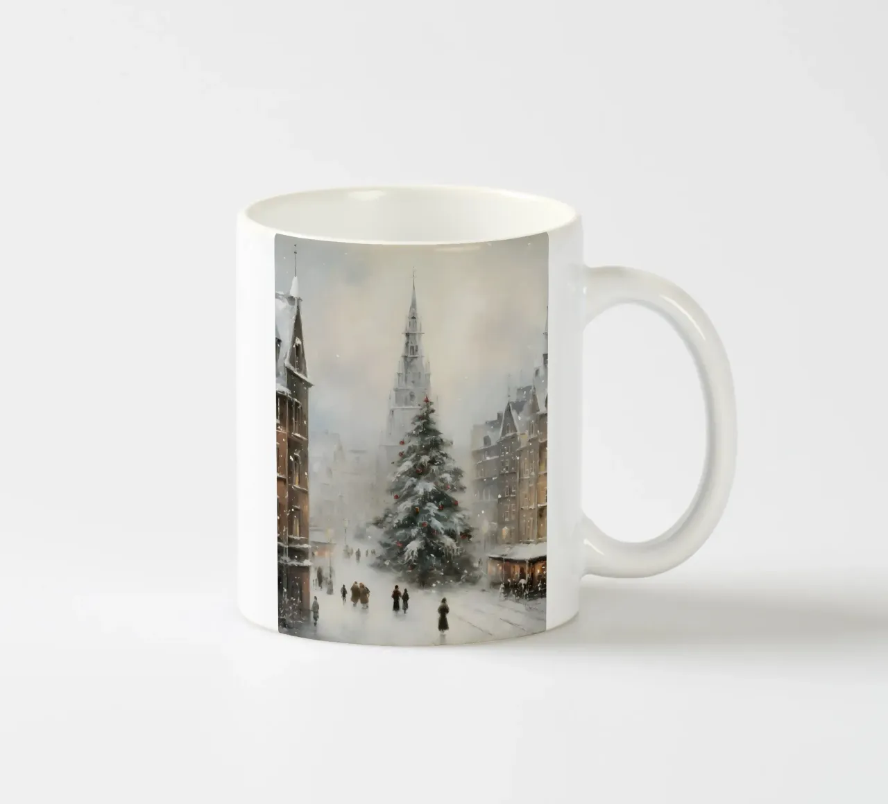 Città invernale con albero di Natale - Scena romantica sulla neve tazza in ceramica da Christmas Vibes 2025
