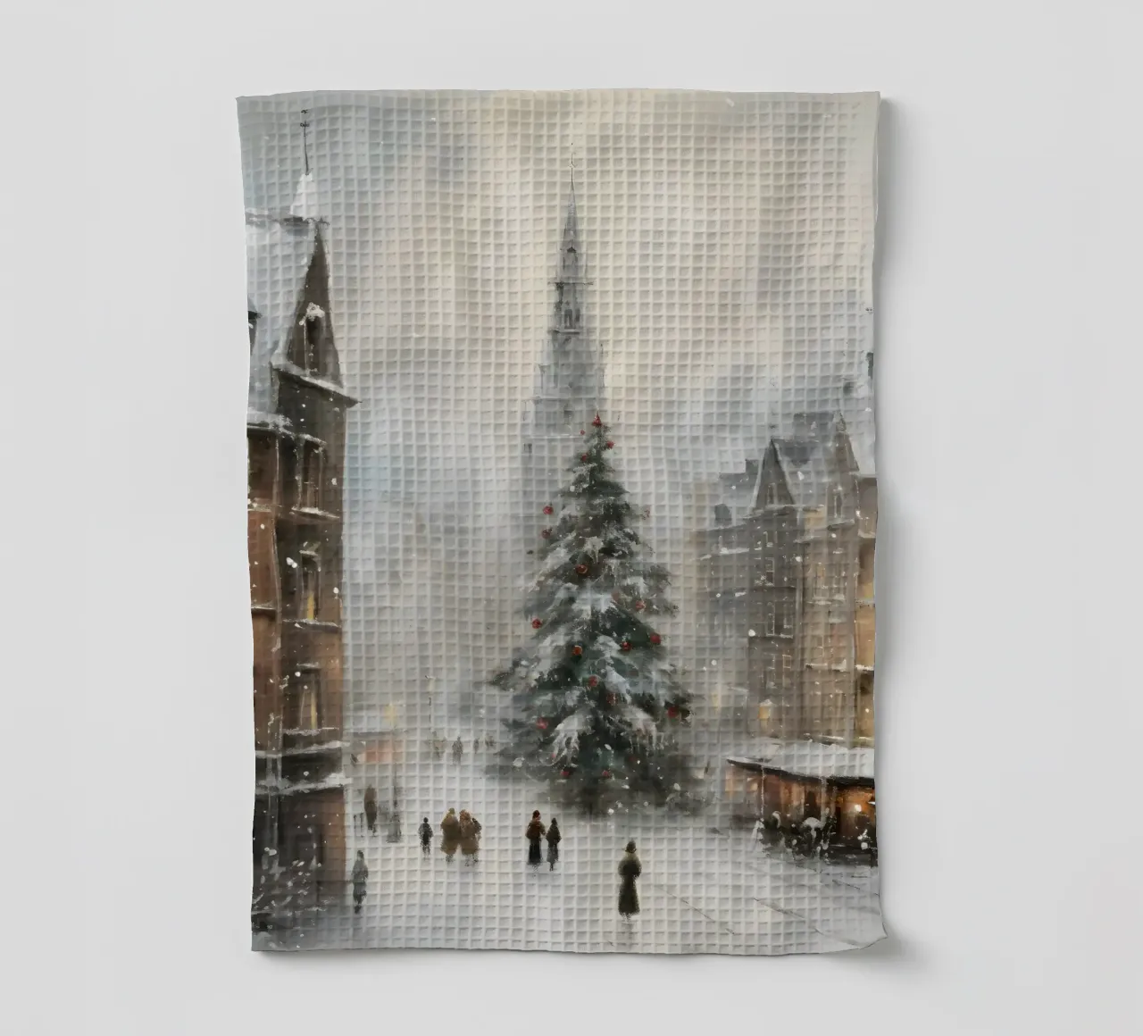 Città invernale con albero di Natale - Scena romantica sulla neve canovaccio da cucina da Christmas Vibes 2025