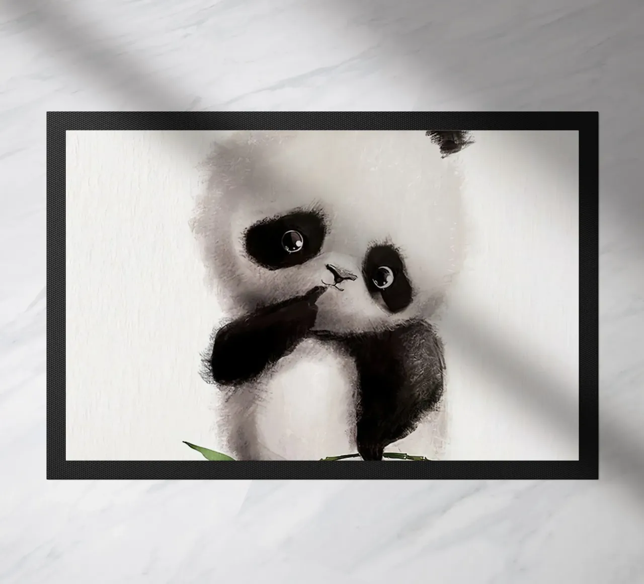 Strenger Panda Fußmatte von Emil Art Studio