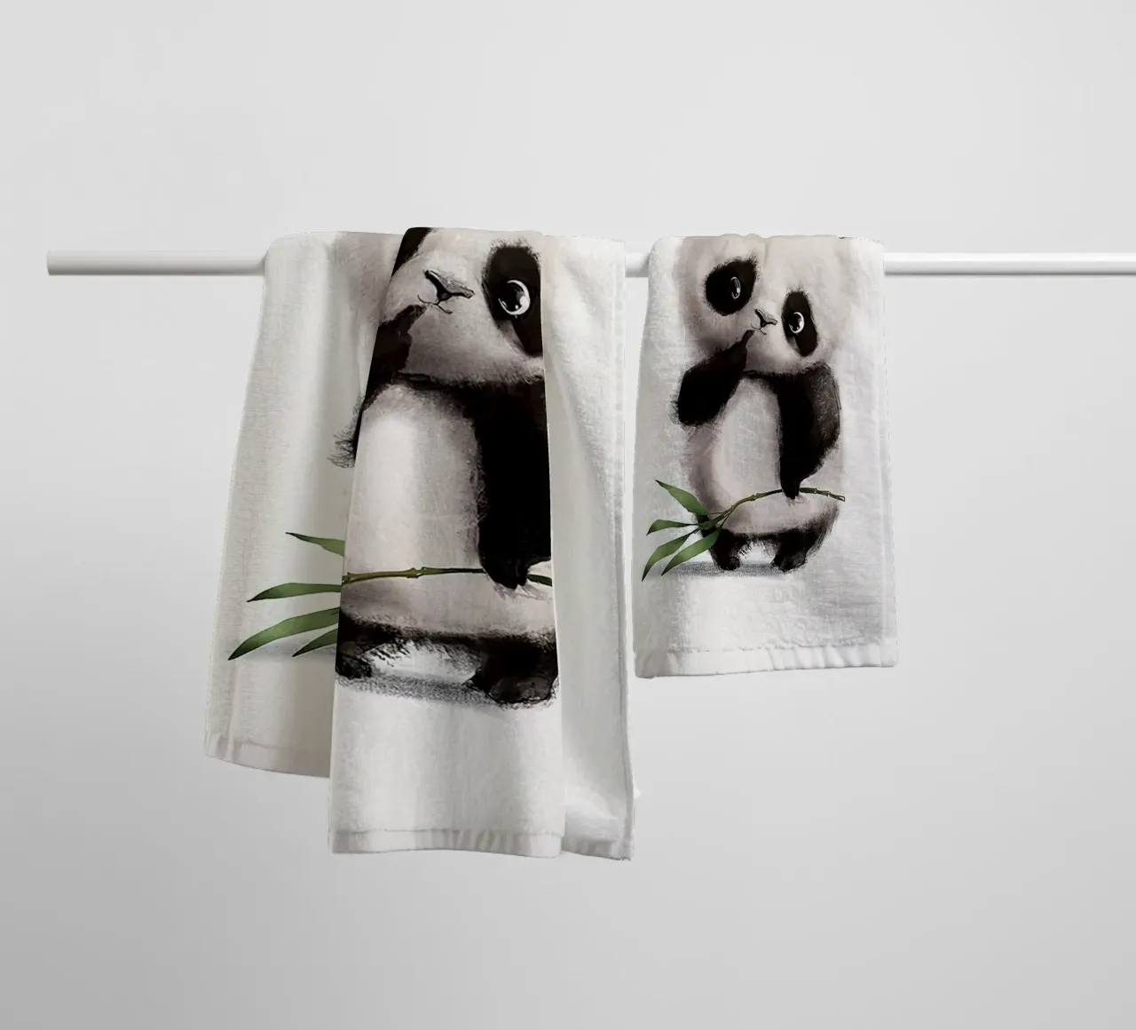 Panda premuroso asciugamano da bagno da Emil Art Studio