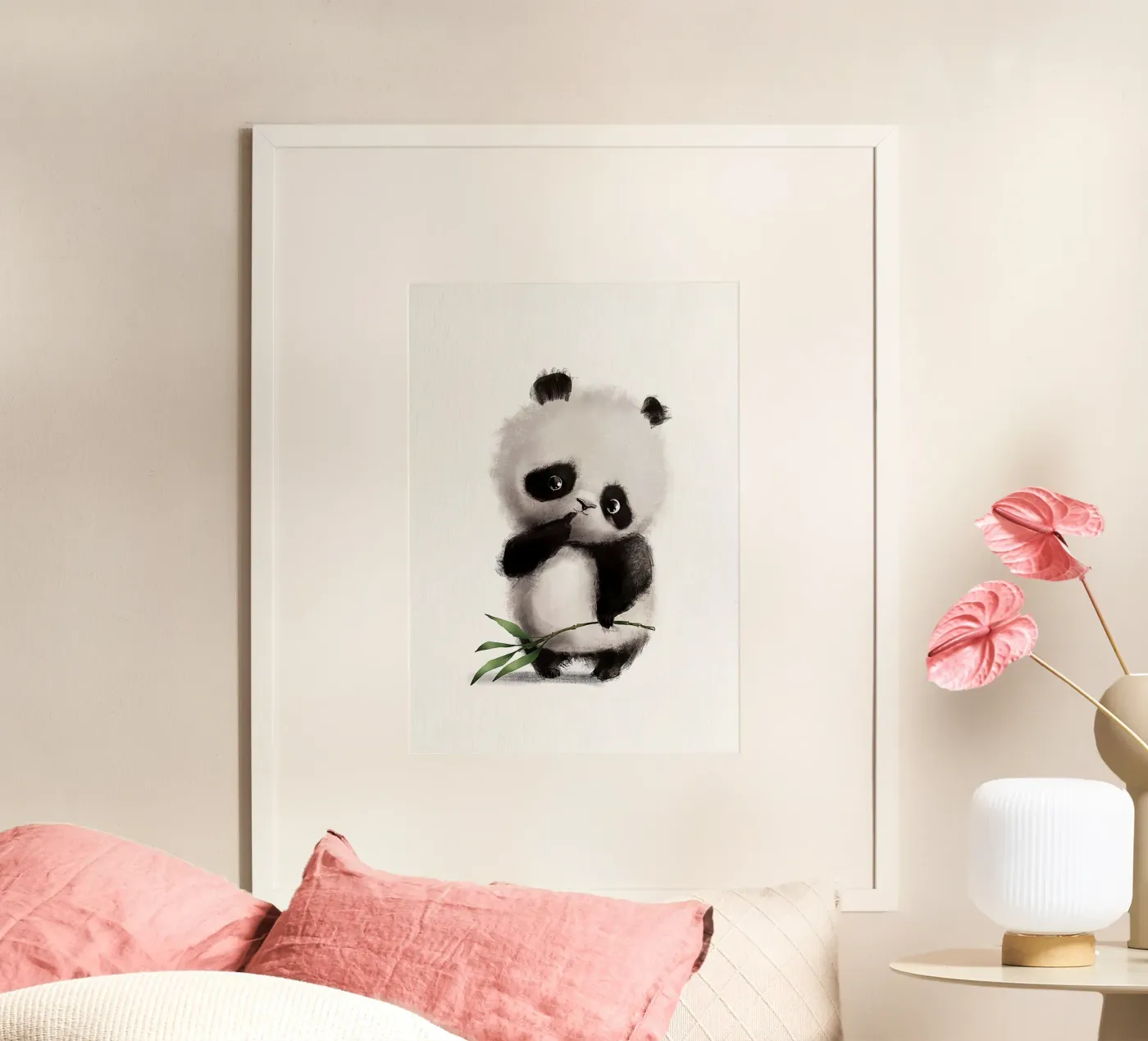 Toughtful Panda poster van Emil Art Studio