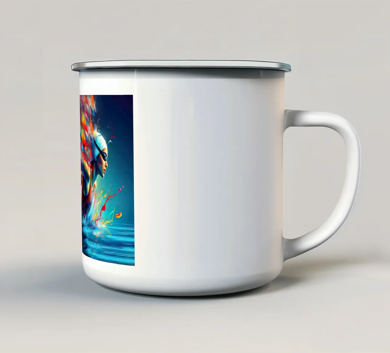 Nuotatore colorato in movimento tazza in smalto da 🎁 NOBELART