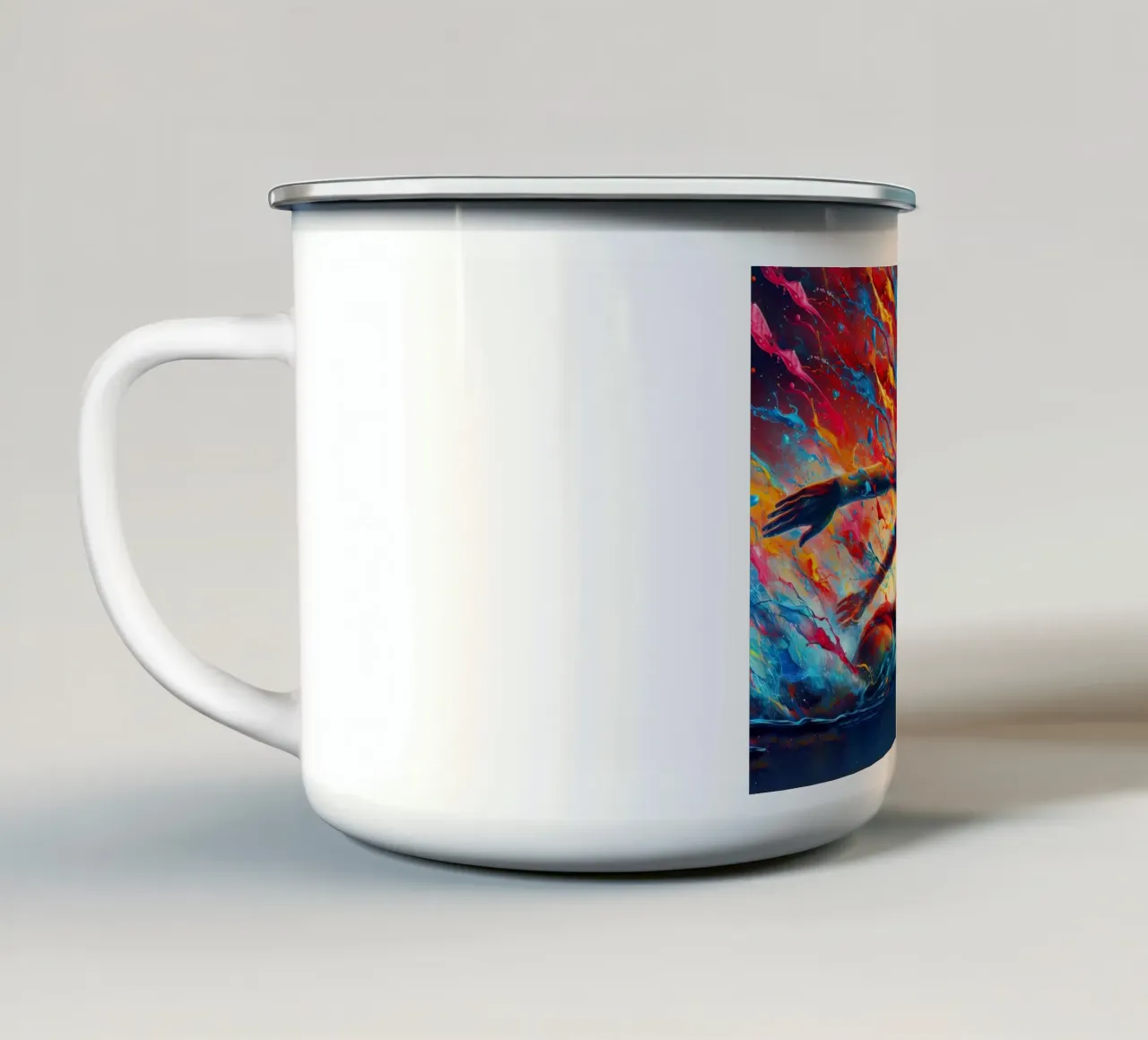 Nuotatore colorato in movimento tazza in smalto da 🎁 NOBELART