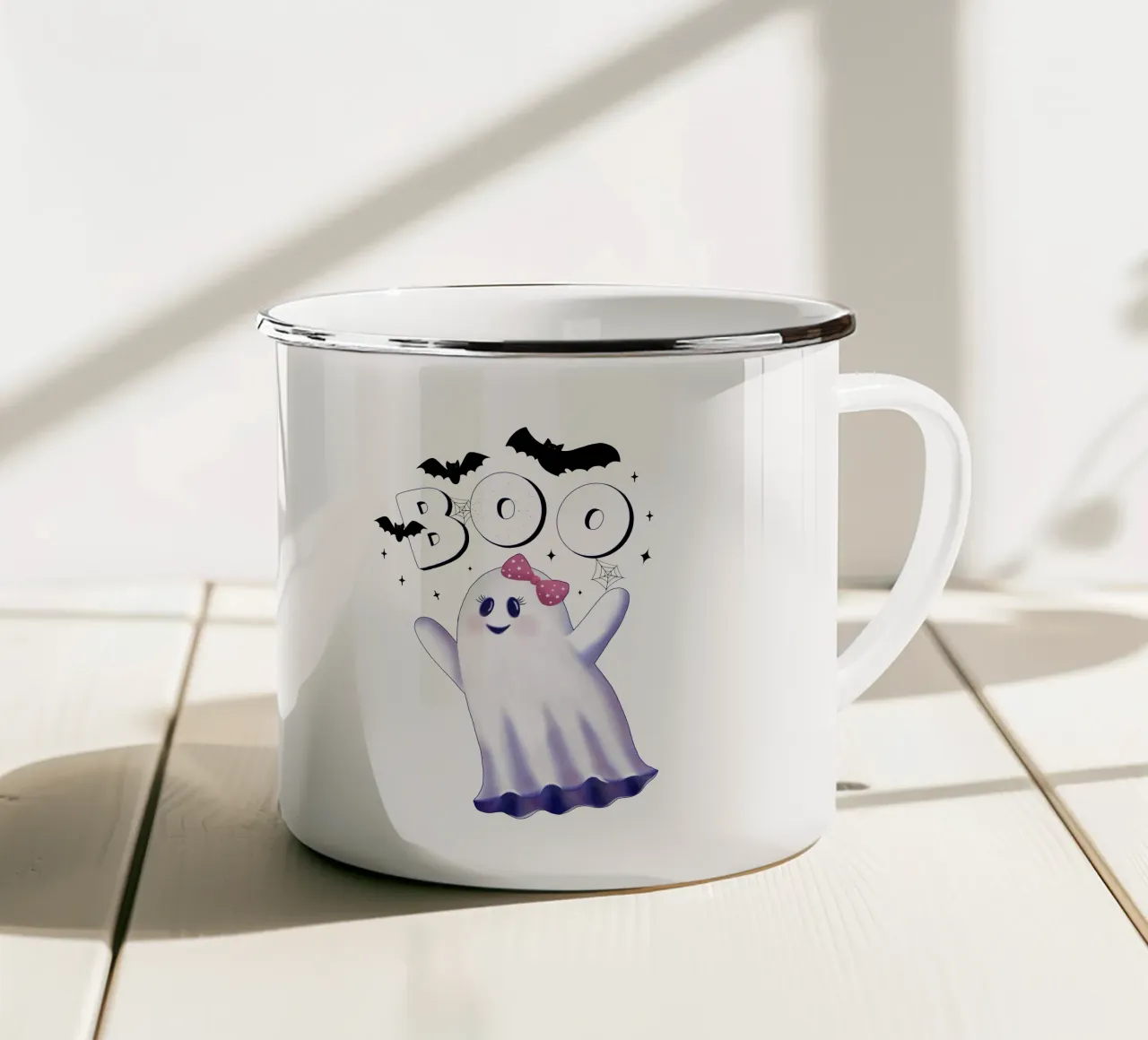Boo. L'ora delle streghe e Halloween. tazza in smalto da CalliLetters