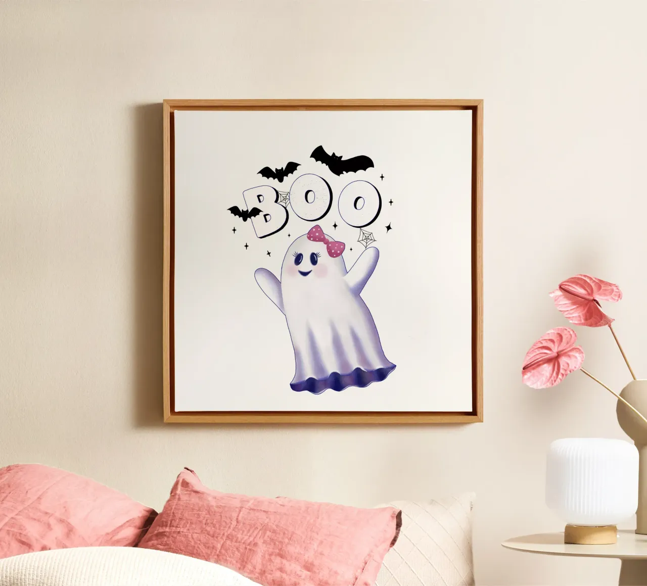 Boo. L'ora delle streghe e Halloween. tela con Cornice a cassetta da CalliLetters