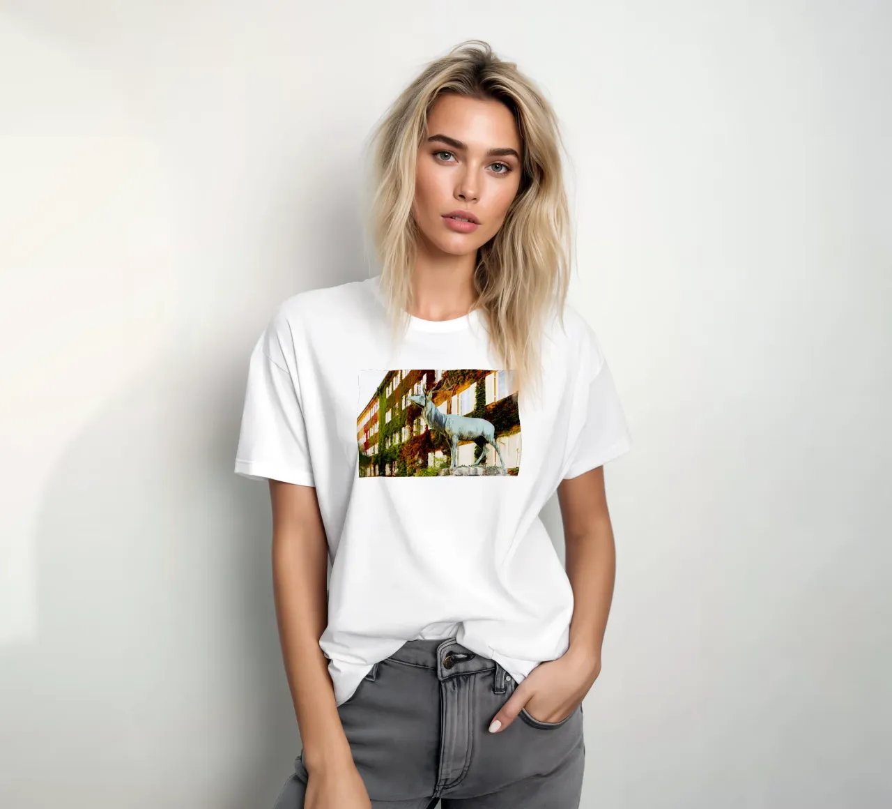 Statua del cervo nel quartiere Borstei di Monaco di Baviera t-shirt da Borstei München