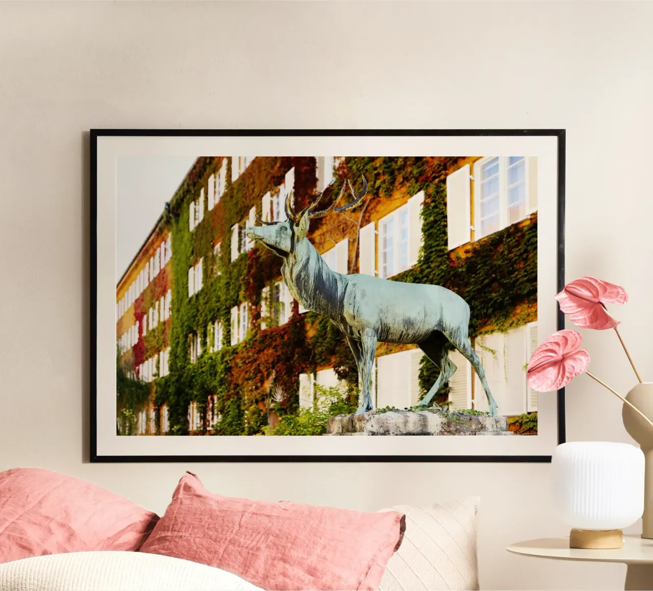 Statua del cervo nel quartiere Borstei di Monaco di Baviera carta hahnemühle da Borstei München