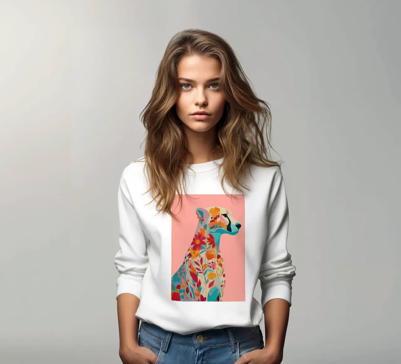 Portrait of a Cheetah in Bloom sudadera de Luca