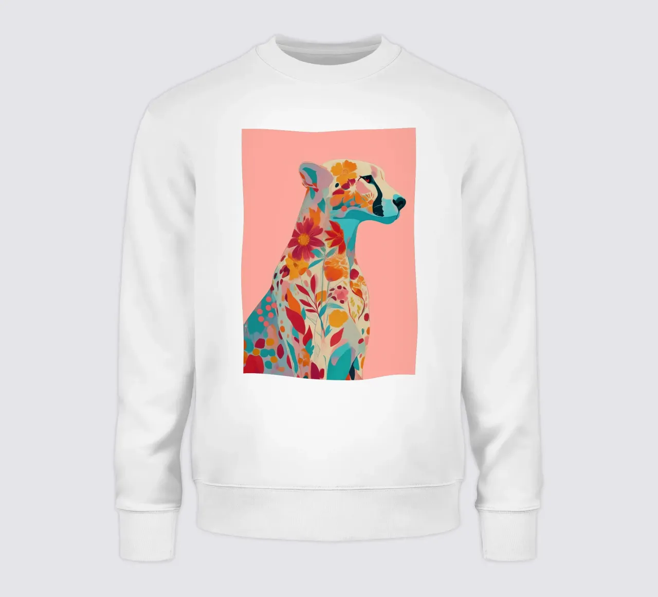 Portrait of a Cheetah in Bloom Sweatshirt von Luca