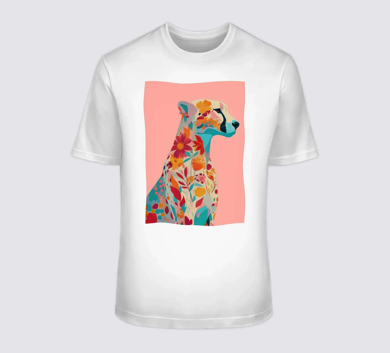 Portrait of a Cheetah in Bloom T-Shirt von Luca