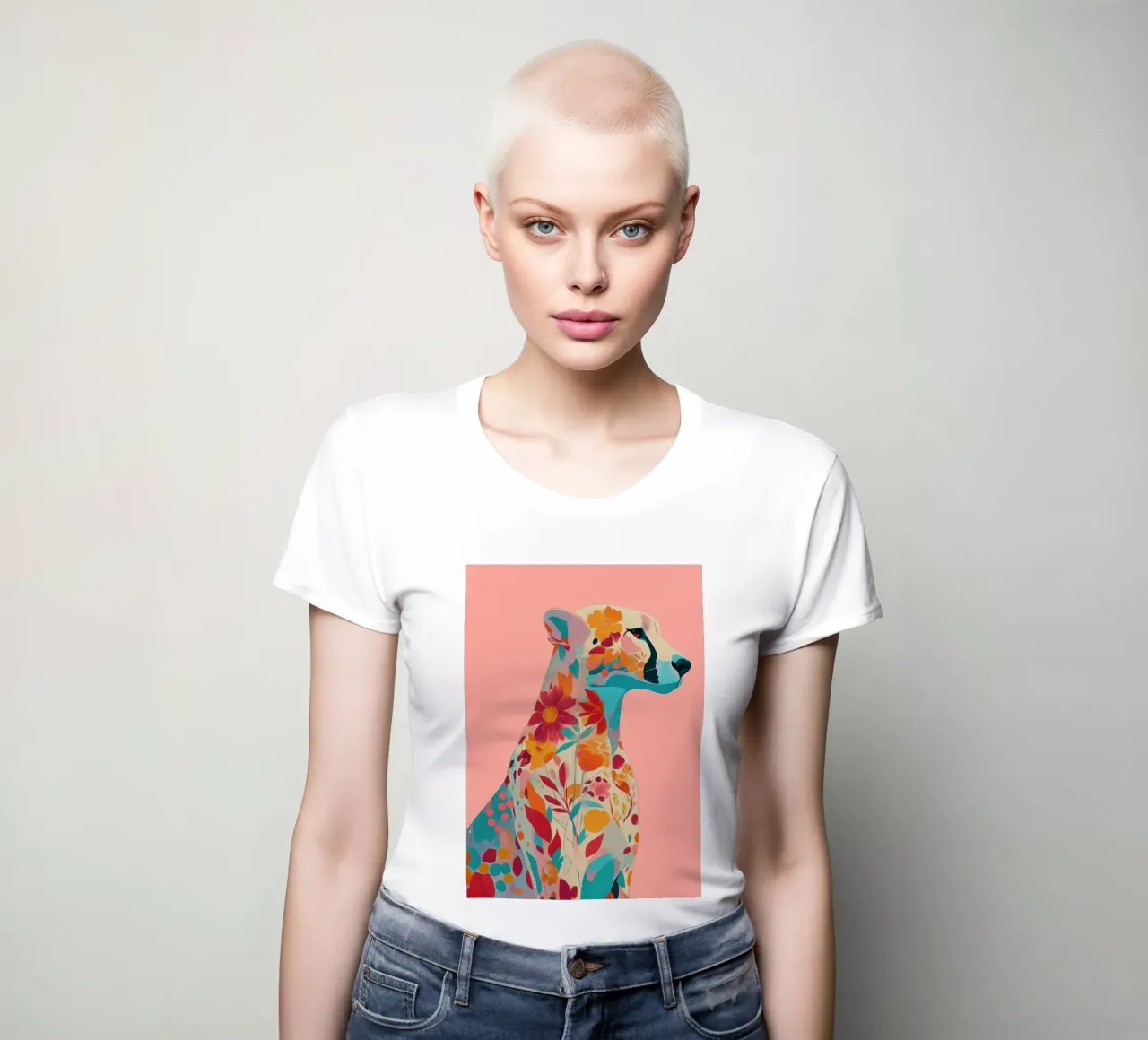 Portrait of a Cheetah in Bloom t-shirt da donna da Luca