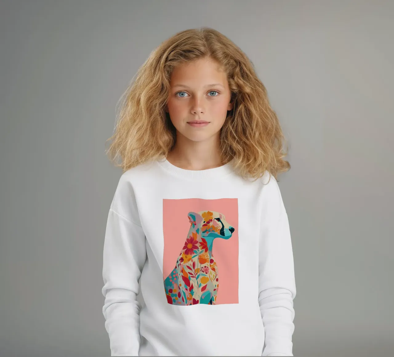 Portrait of a Cheetah in Bloom sudadera para niño de Luca