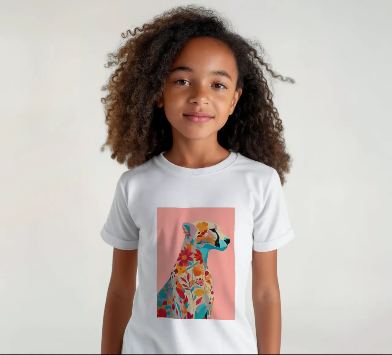 Portrait of a Cheetah in Bloom t-shirt bambini da Luca