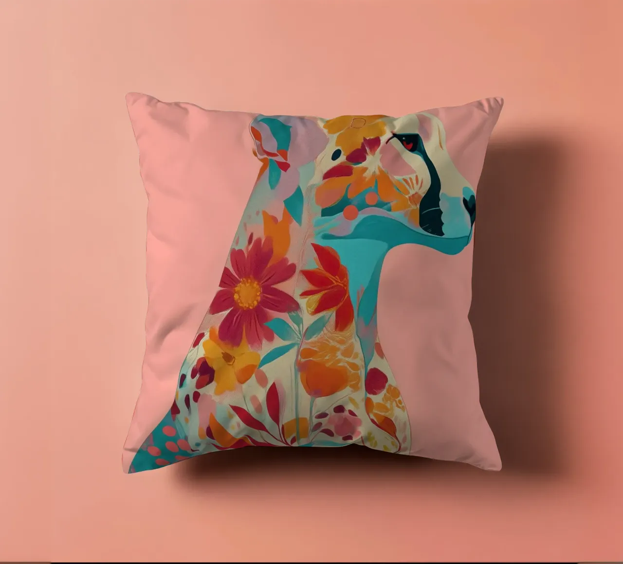 Portrait of a Cheetah in Bloom coussin de Luca