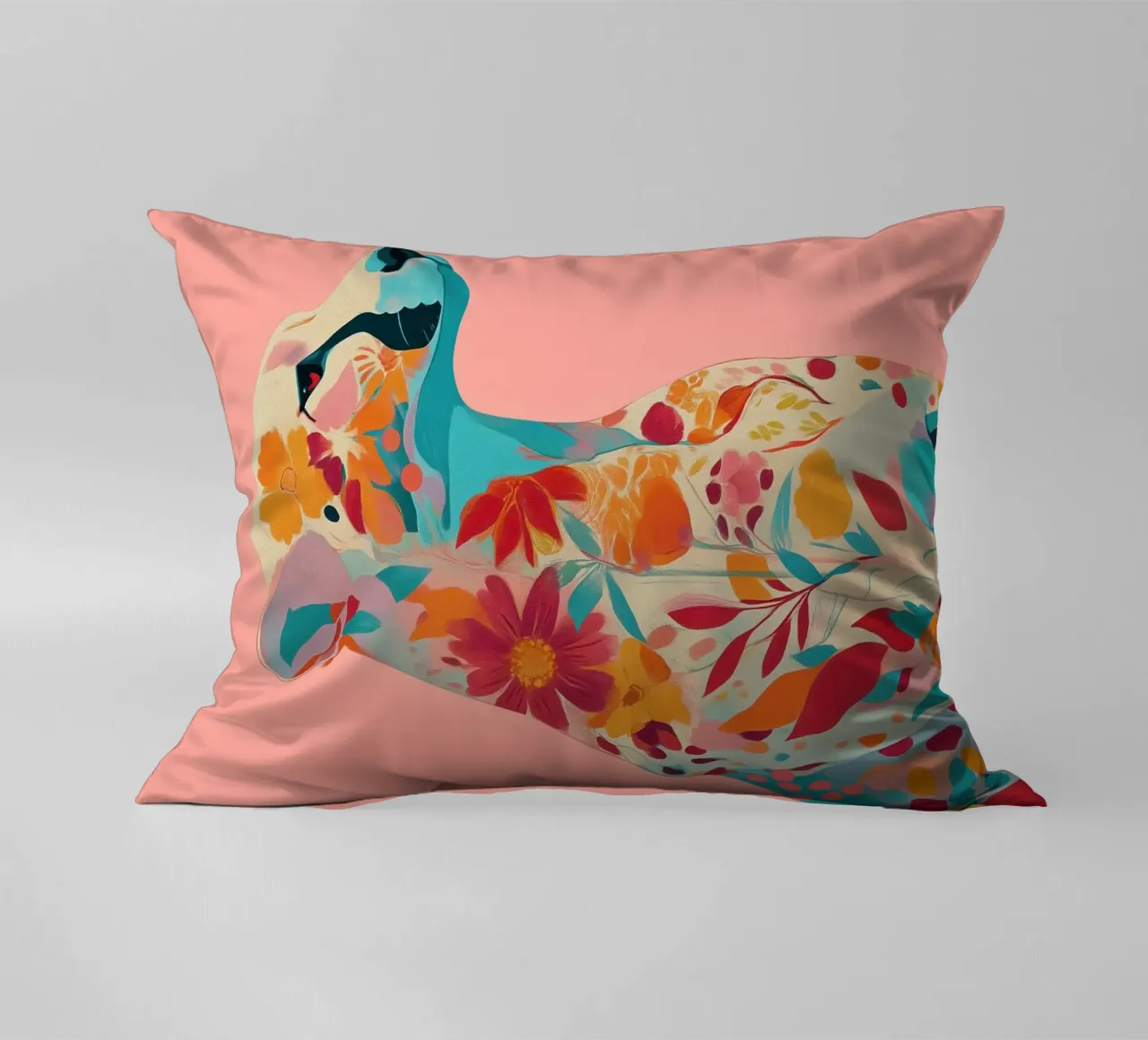 Portrait of a Cheetah in Bloom coussin de Luca
