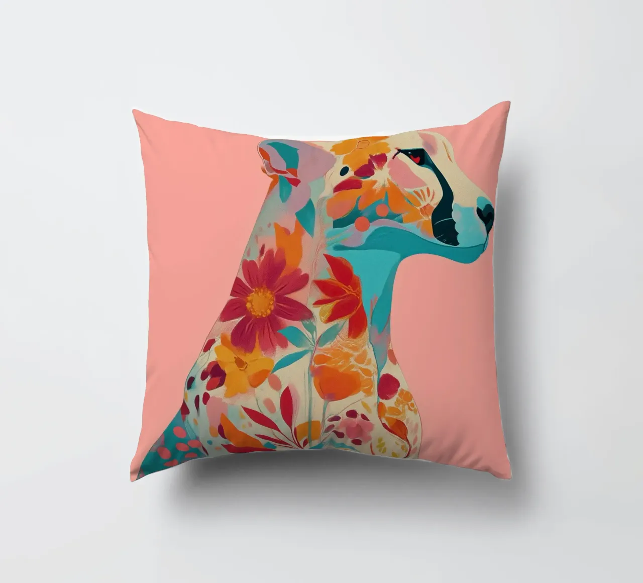 Portrait of a Cheetah in Bloom coussin de Luca