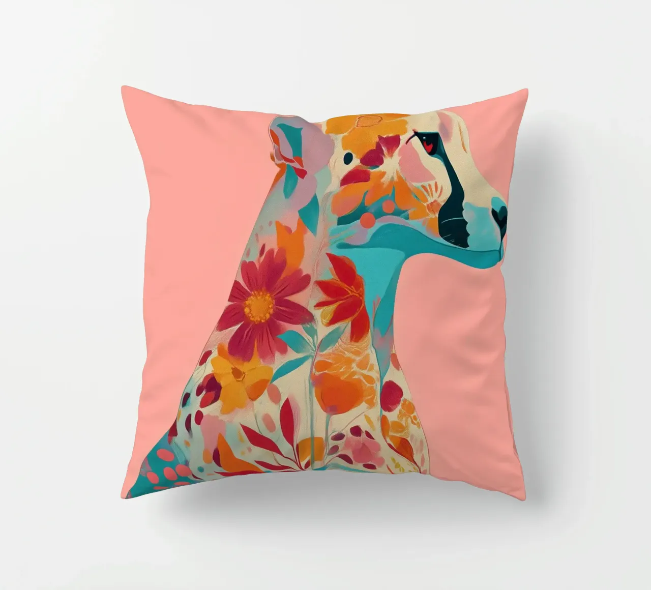 Portrait of a Cheetah in Bloom coussin de Luca