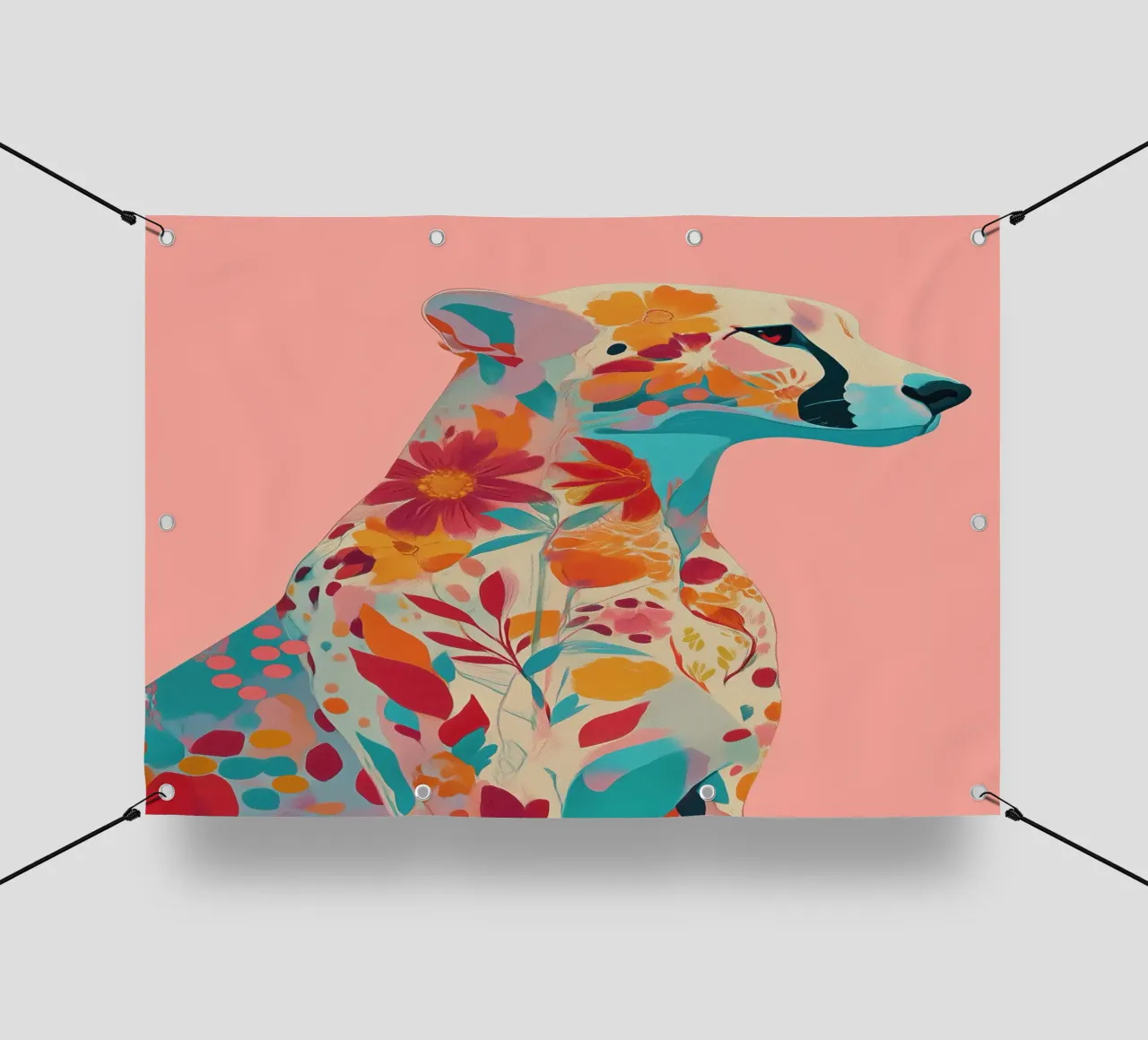Portrait of a Cheetah in Bloom telo in pvc da Luca