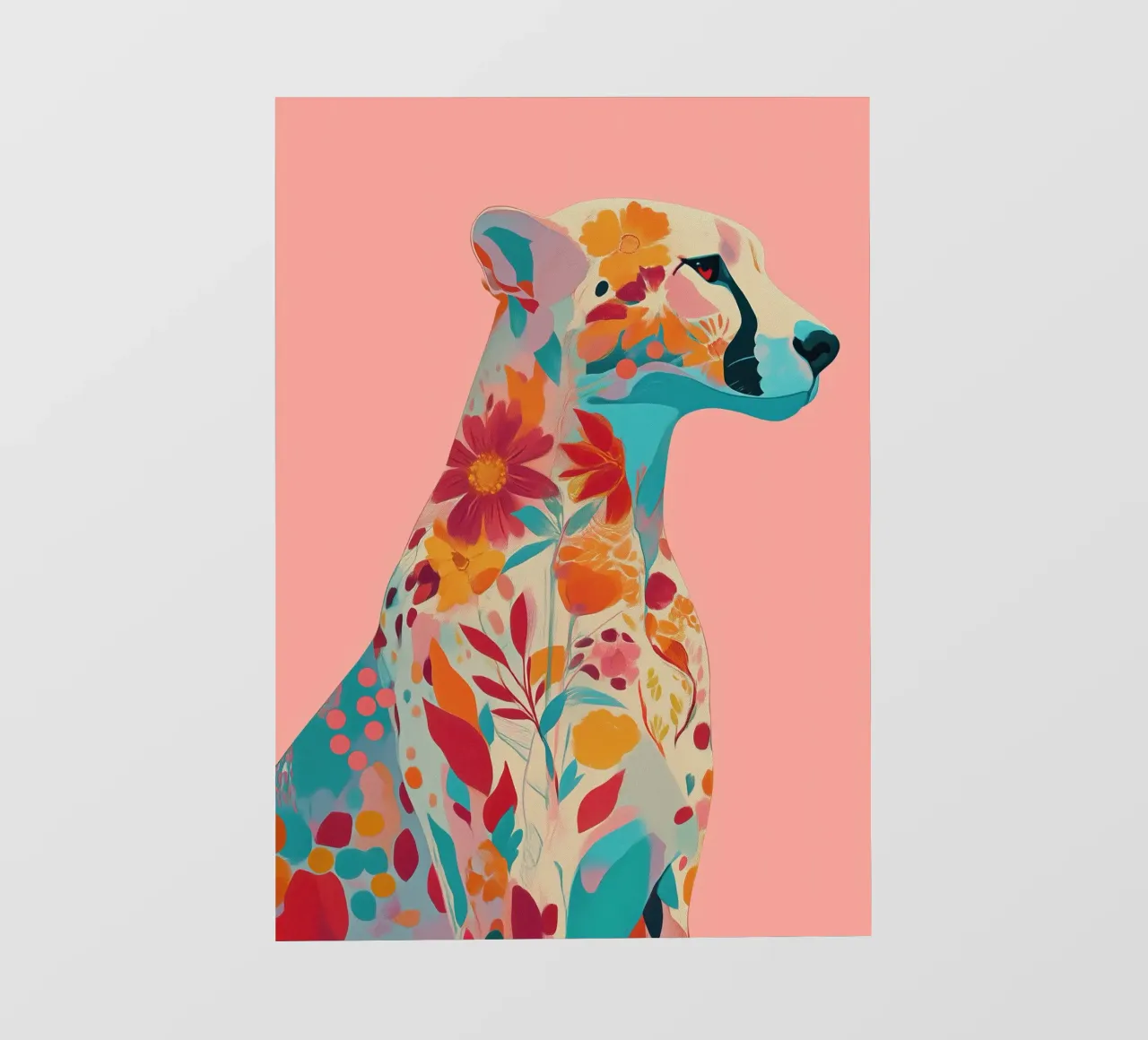 Portrait of a Cheetah in Bloom telo in pvc da Luca